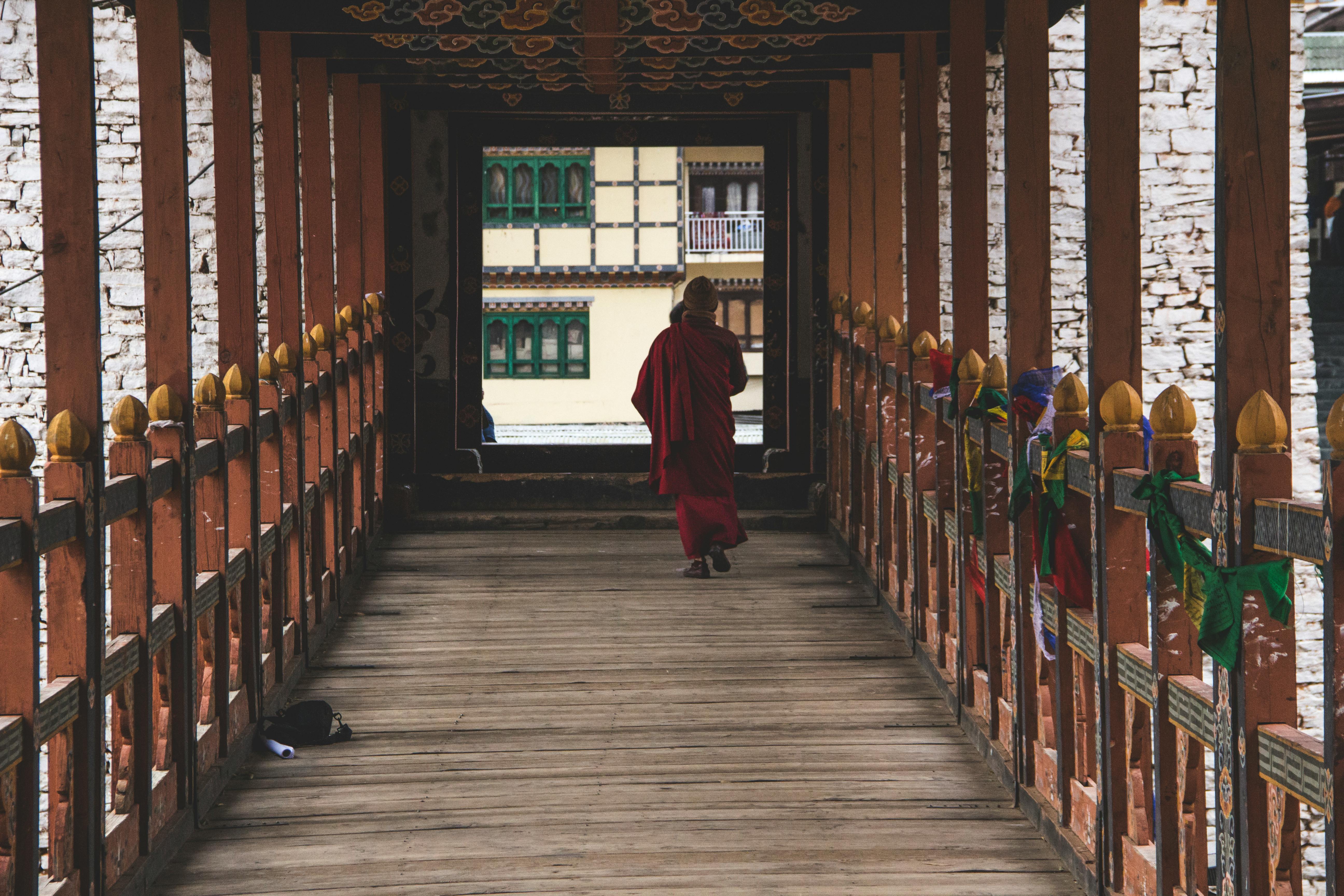 Tiger's Nest monastery clinging to a cliff above pine forest